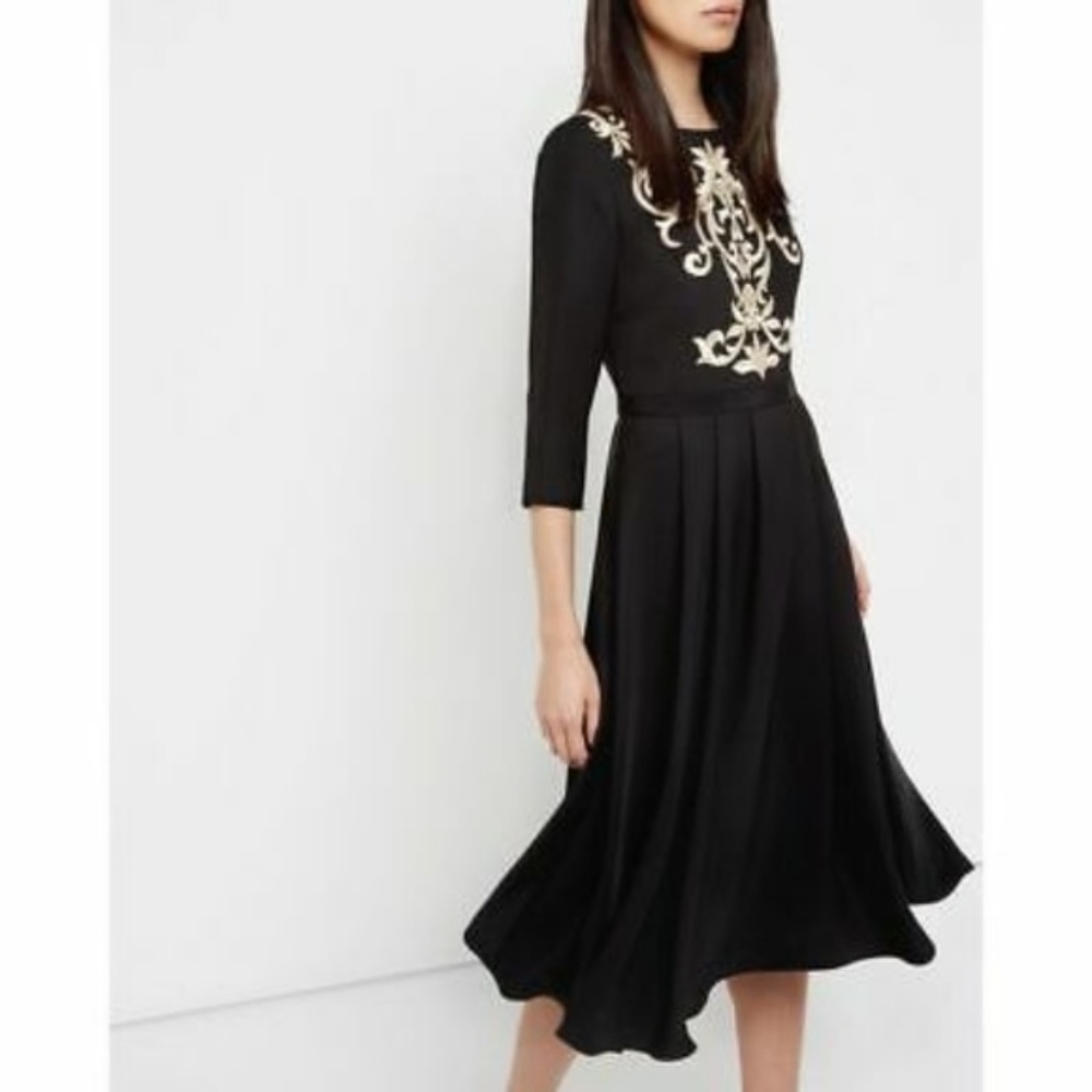 TED BAKER Shamari Embroidered Midi Dress